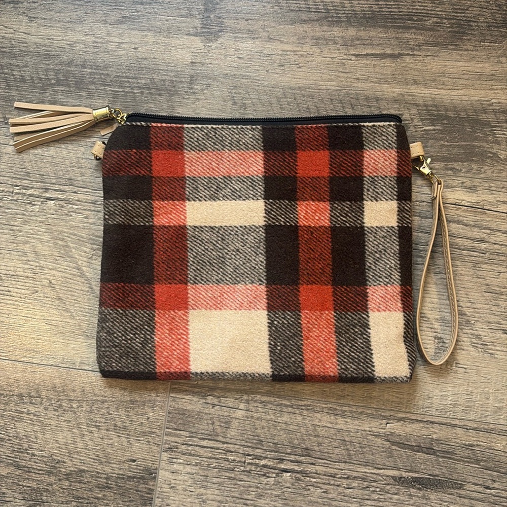 Large Plaid Wristlet